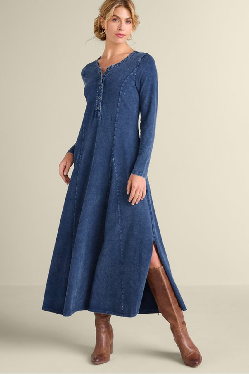 Janet Knit Denim Maxi Dress