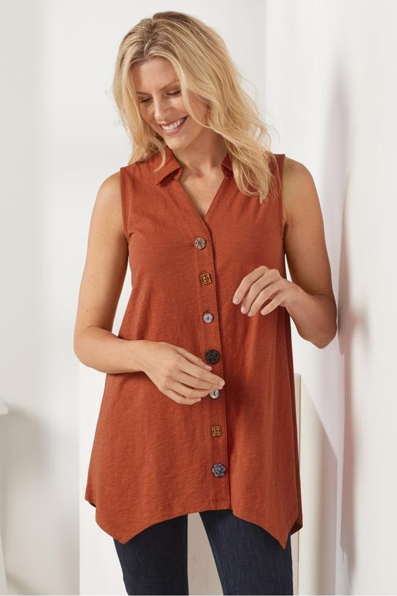 Danielle Button Sleeveless Tunic1253