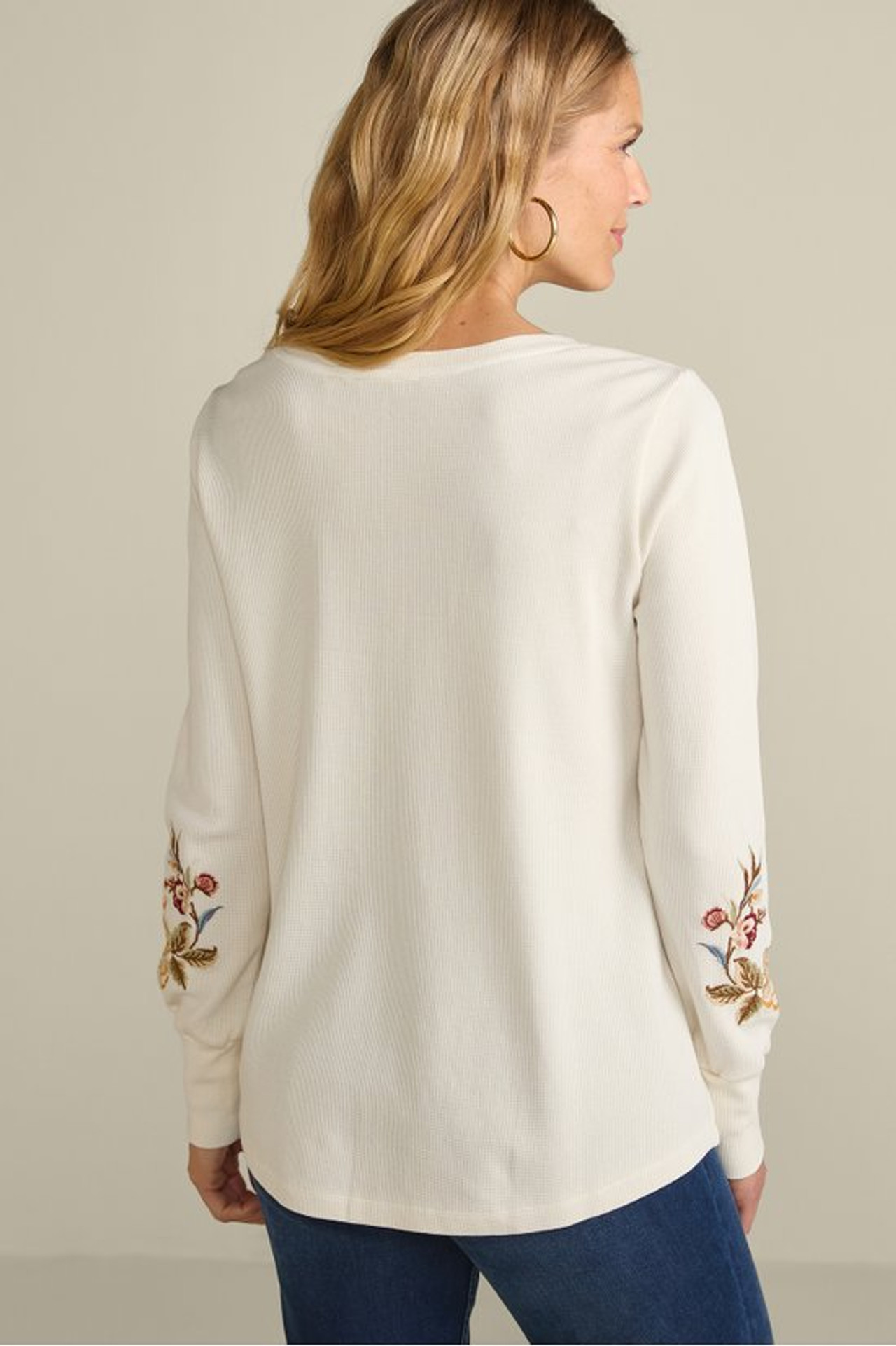 Krissy Embroidered Waffle Pullover
