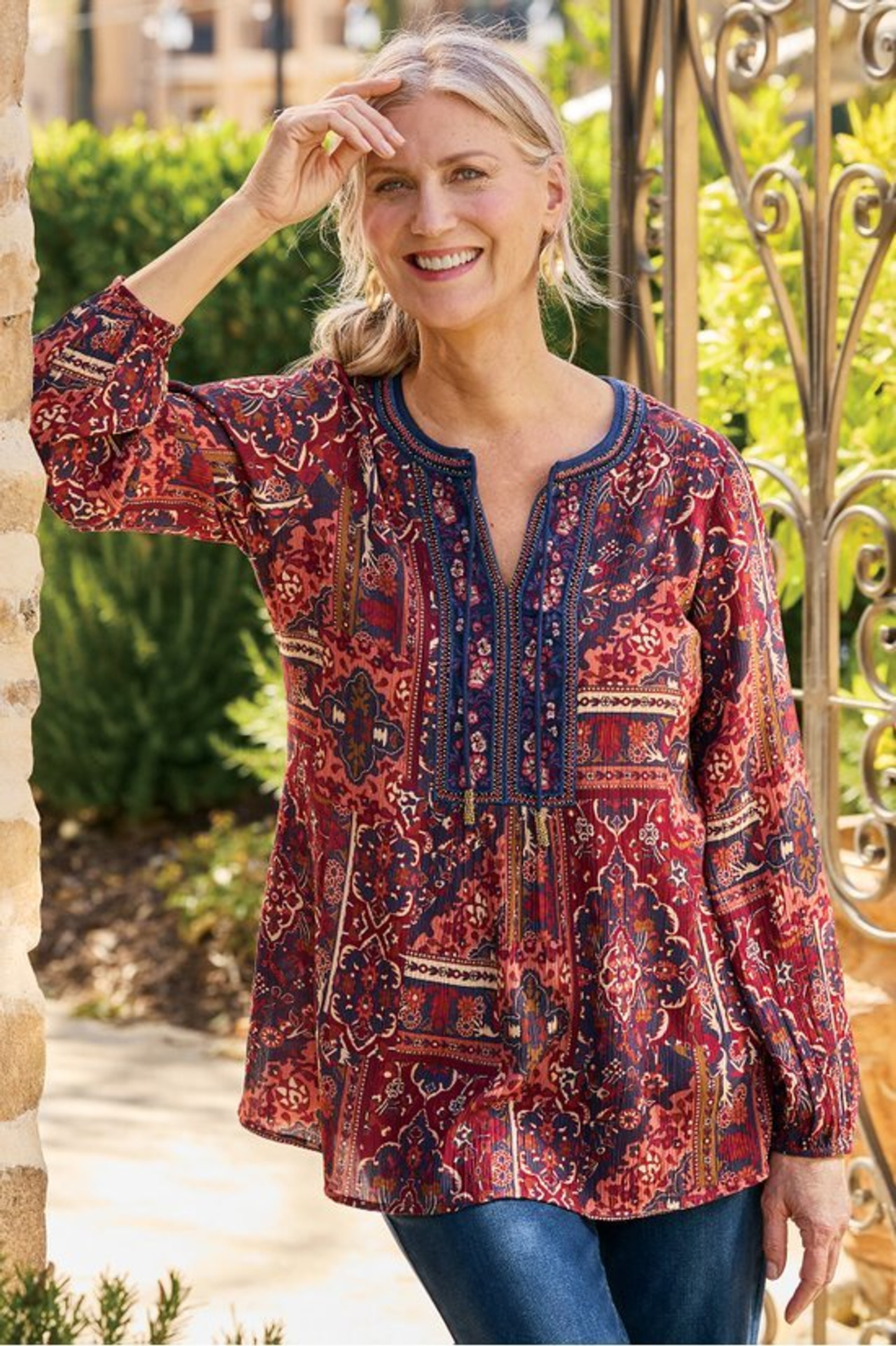 Cindra Embroidered Gauze Tunic