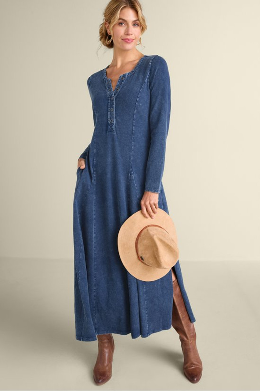 Janet Knit Denim Maxi Dress
