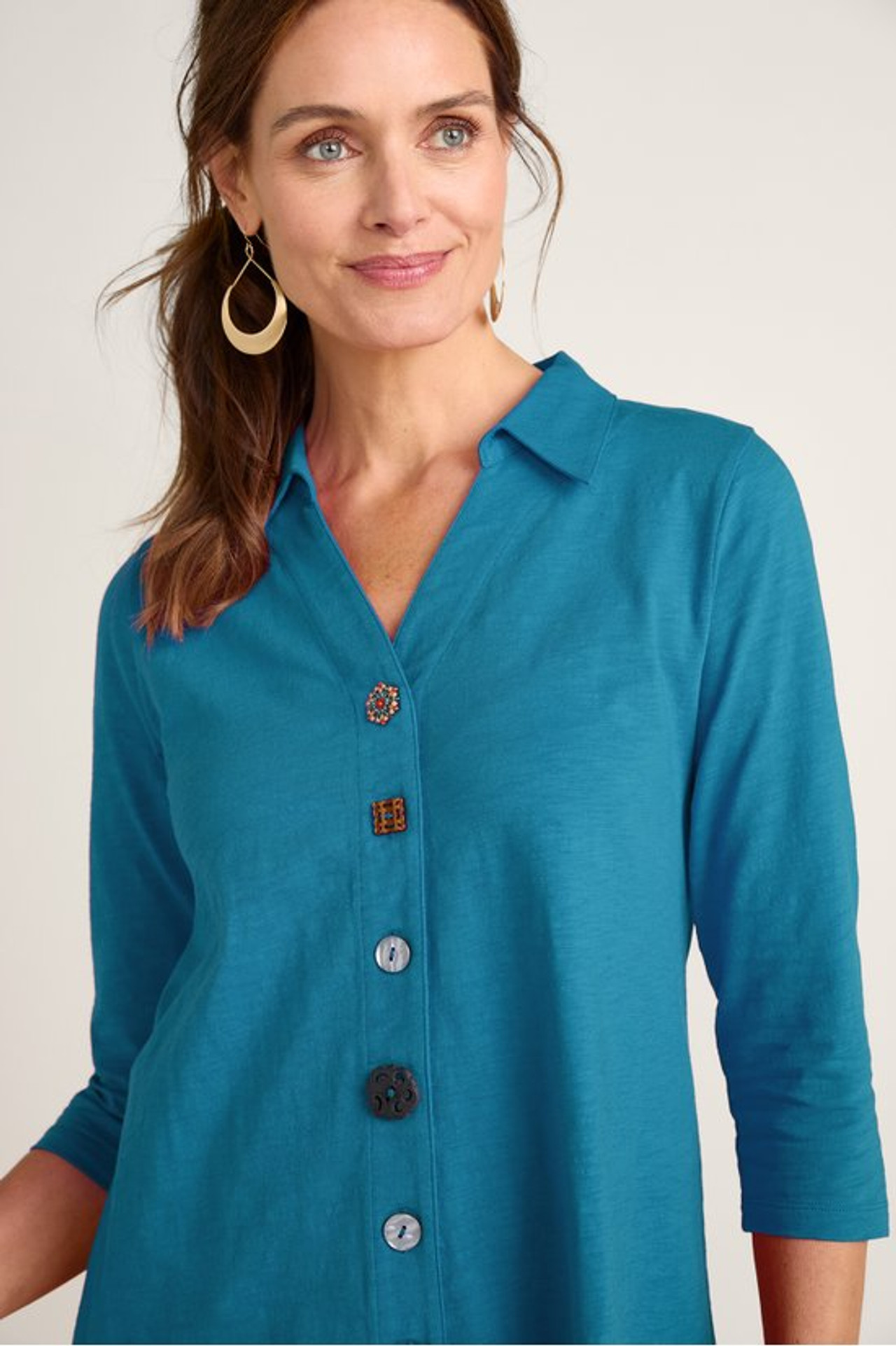 Danielle Button 3/4 Sleeve Tunic
