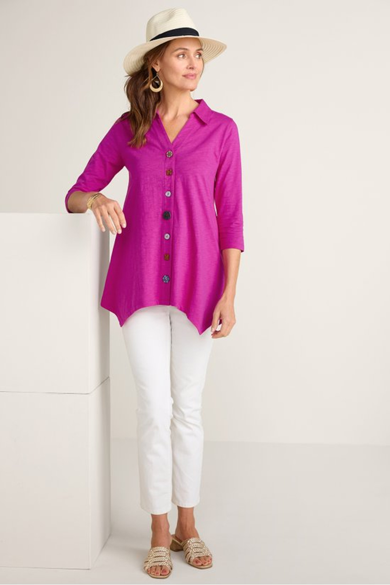 Danielle Button 3/4 Sleeve Tunic