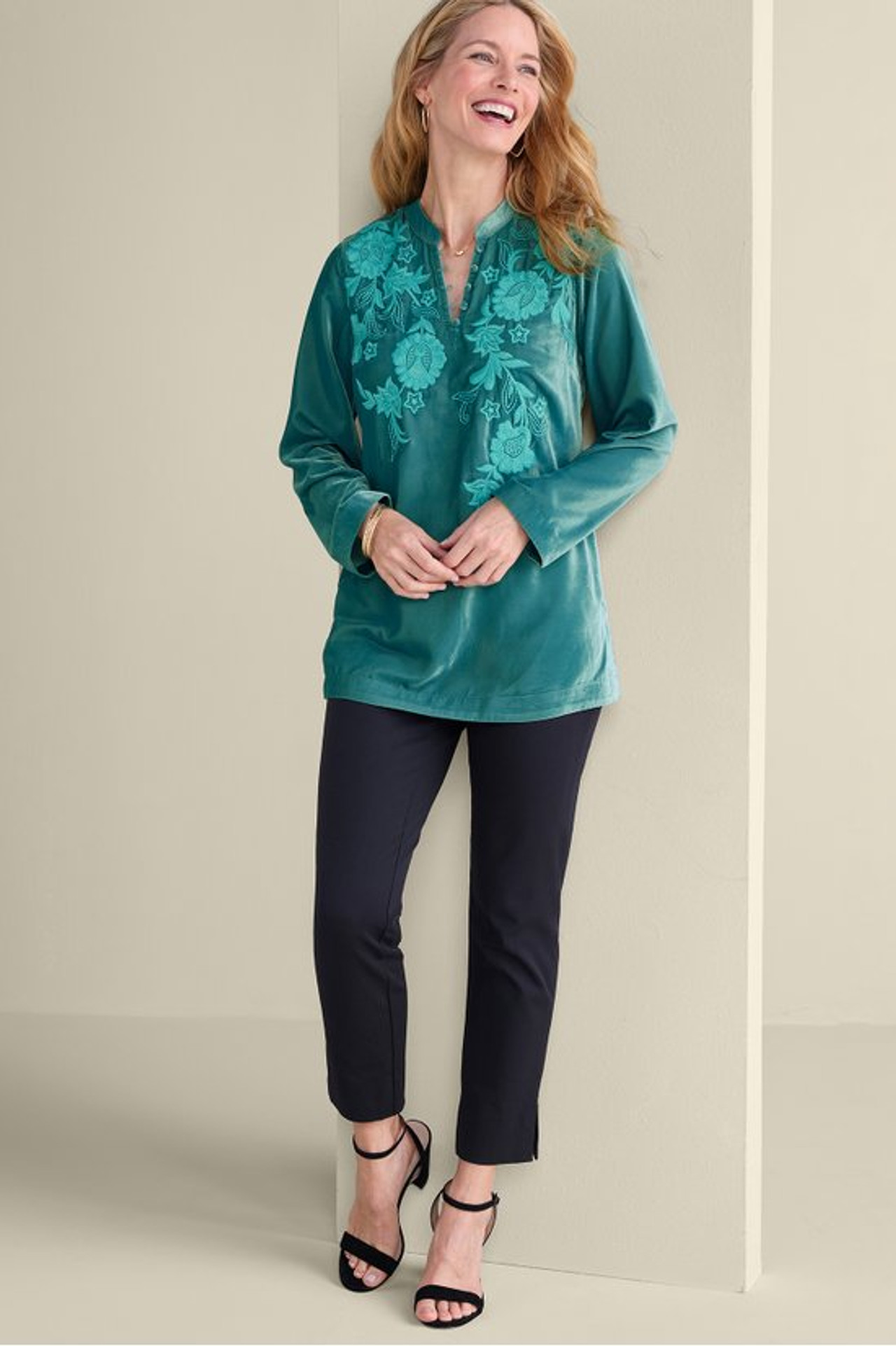 Gilda Embroidered Velvet Tunic