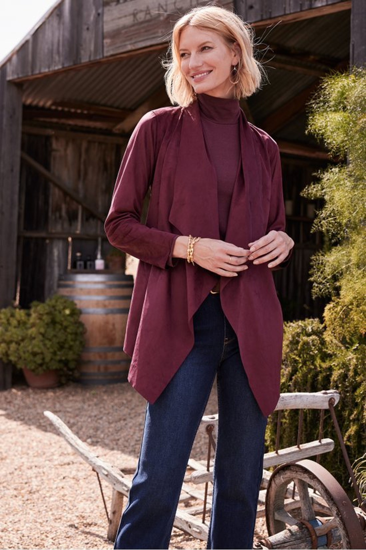 Shape Drape Faux Suede Jacket