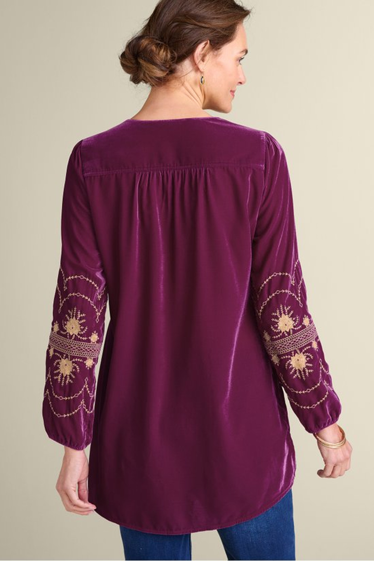 Evelyne Embroidered Velvet Tunic