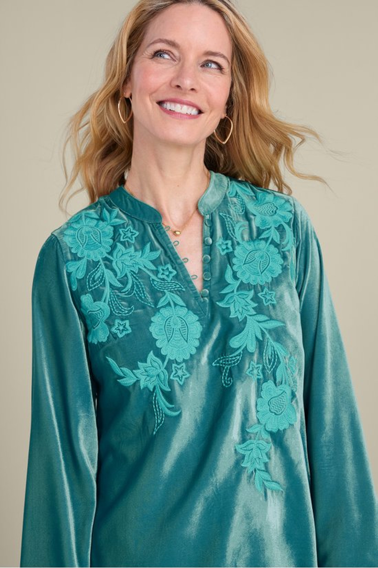 Gilda Embroidered Velvet Tunic
