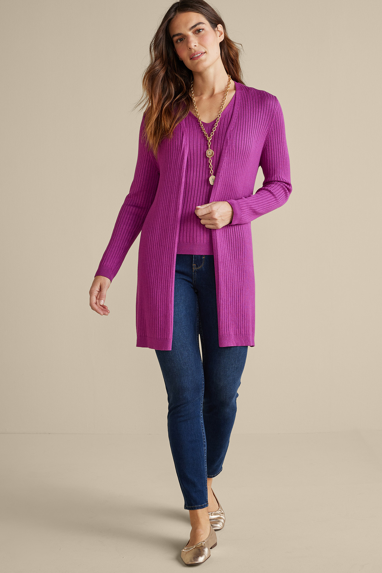SoftEssential™ Ribbed Long Cardi1483