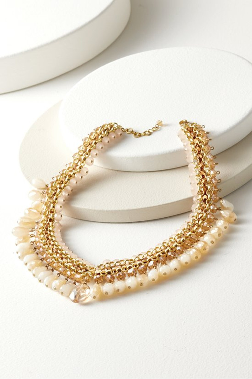 Hazel Bead Drops Necklace