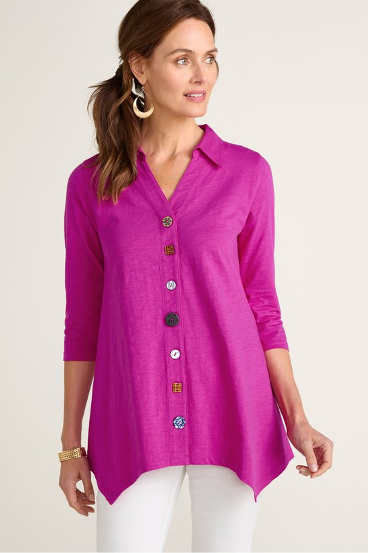 Danielle Button 3/4 Sleeve Tunic