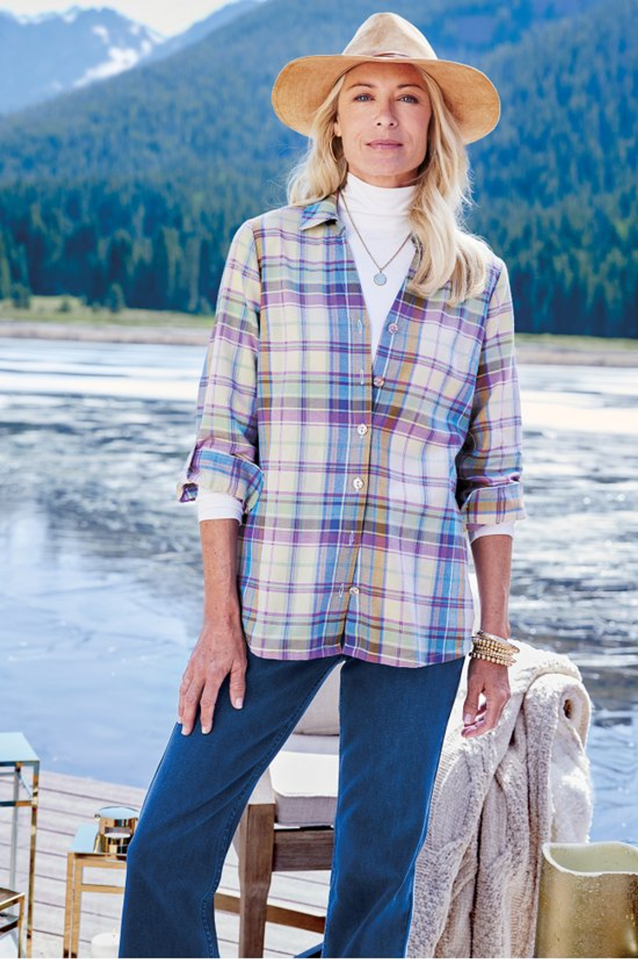 Janine Plaid Button-Front Tunic