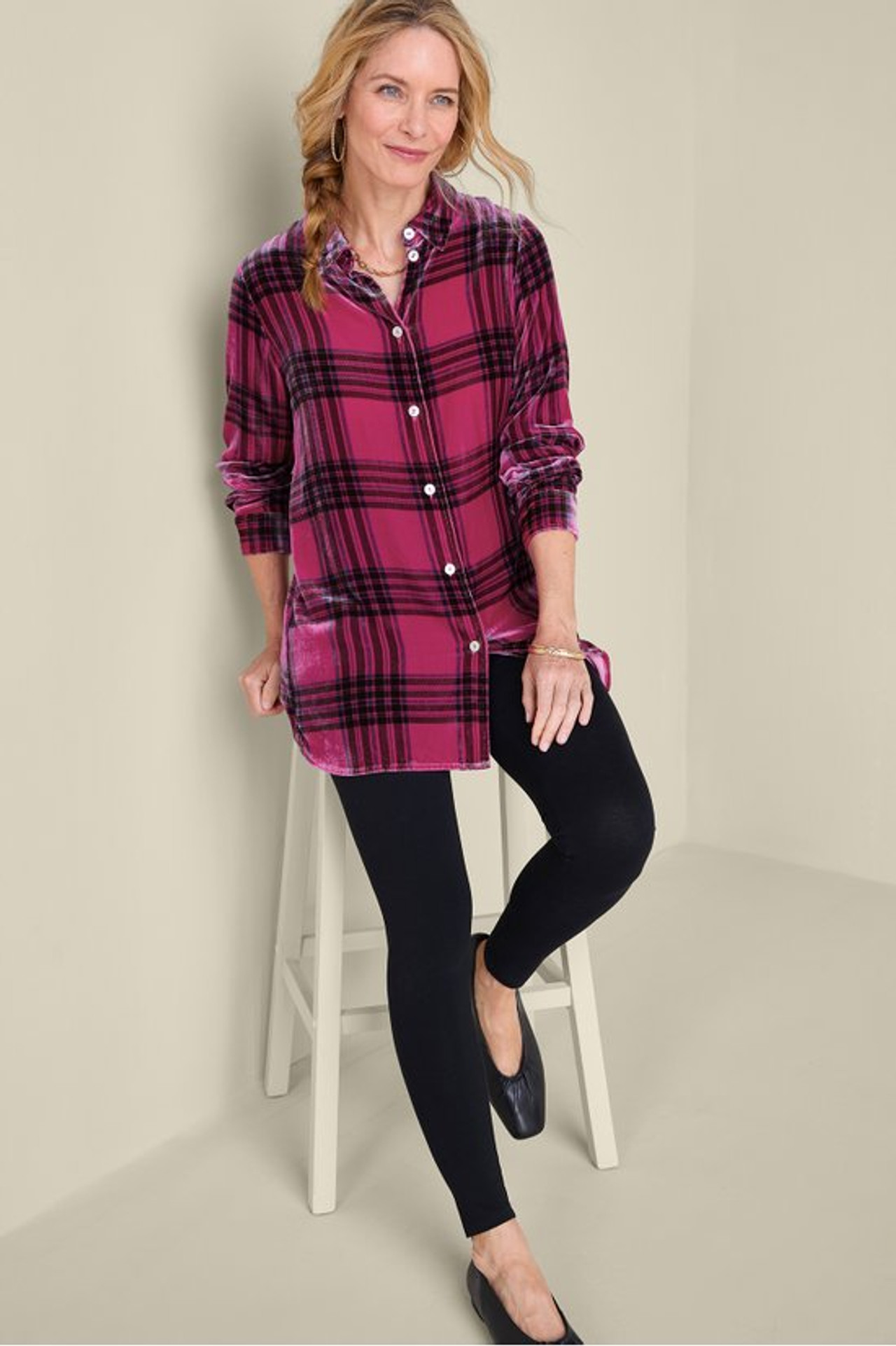 Maize Plaid Velvet Tunic