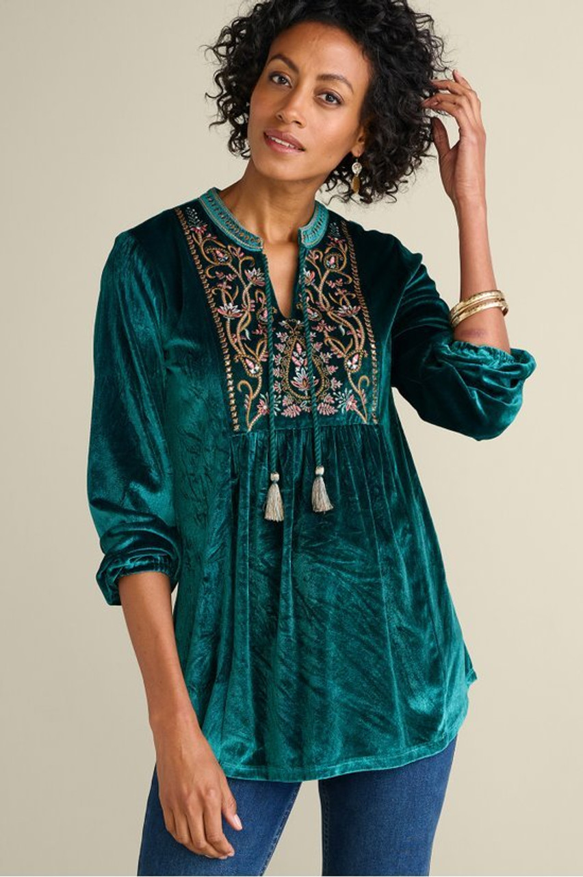 Ashanti Embellished Velvet Tunic