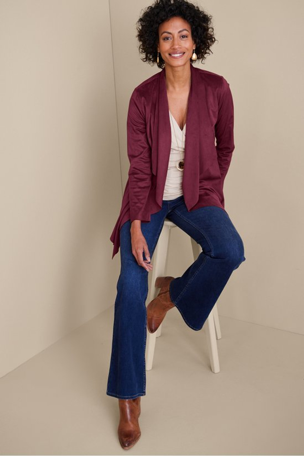 Shape Drape Faux Suede Jacket