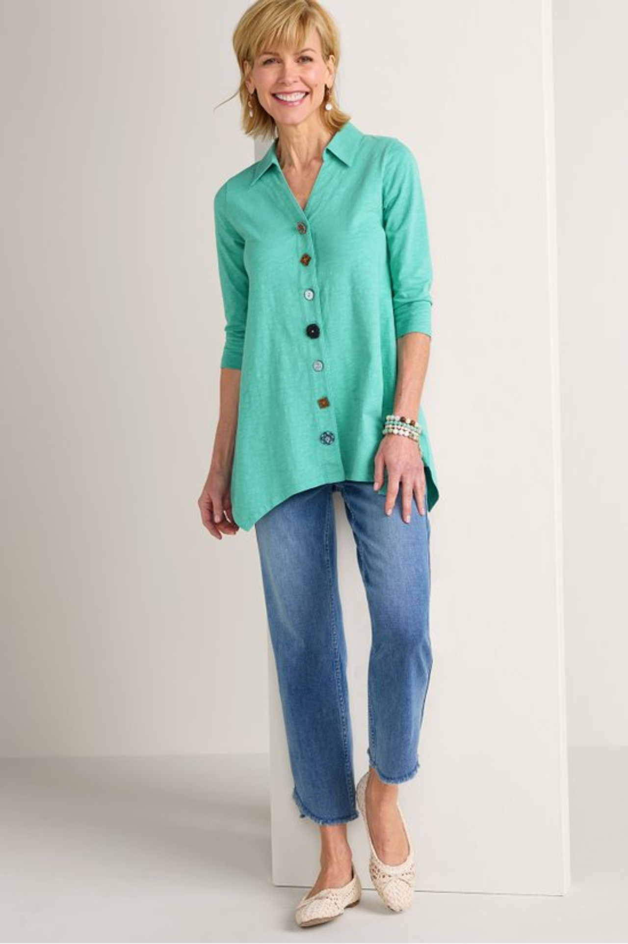 Danielle Button 3/4 Sleeve Tunic