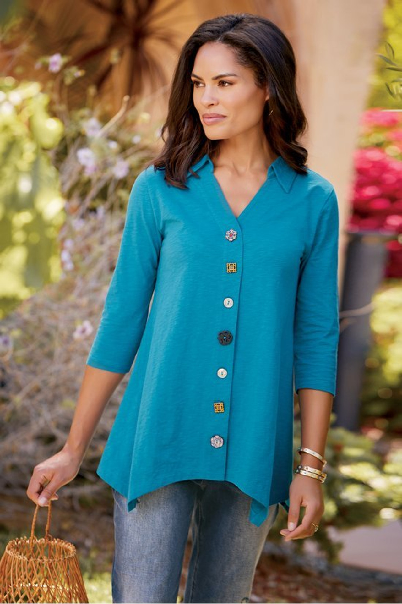 Danielle Button 3/4 Sleeve Tunic