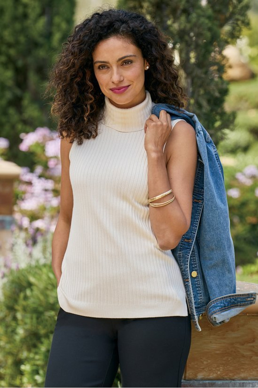 SoftEssential™ Ribbed Turtleneck Tank
