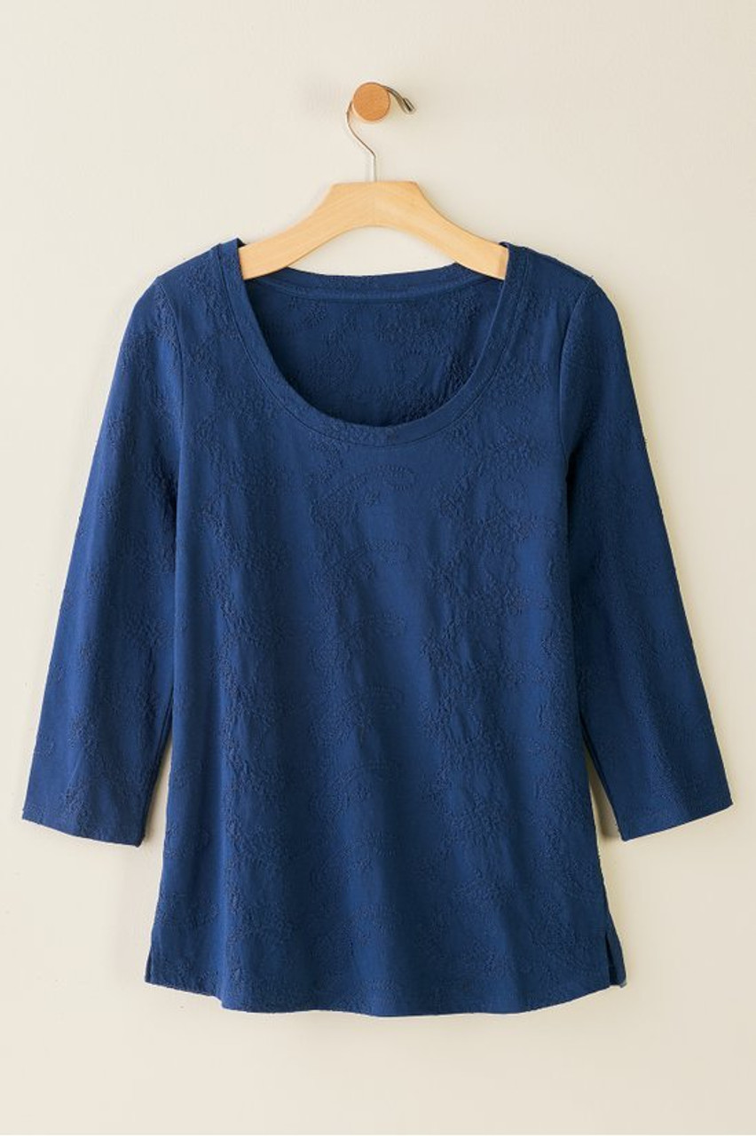 Linnea Embroidered 3/4 Sleeve Tee