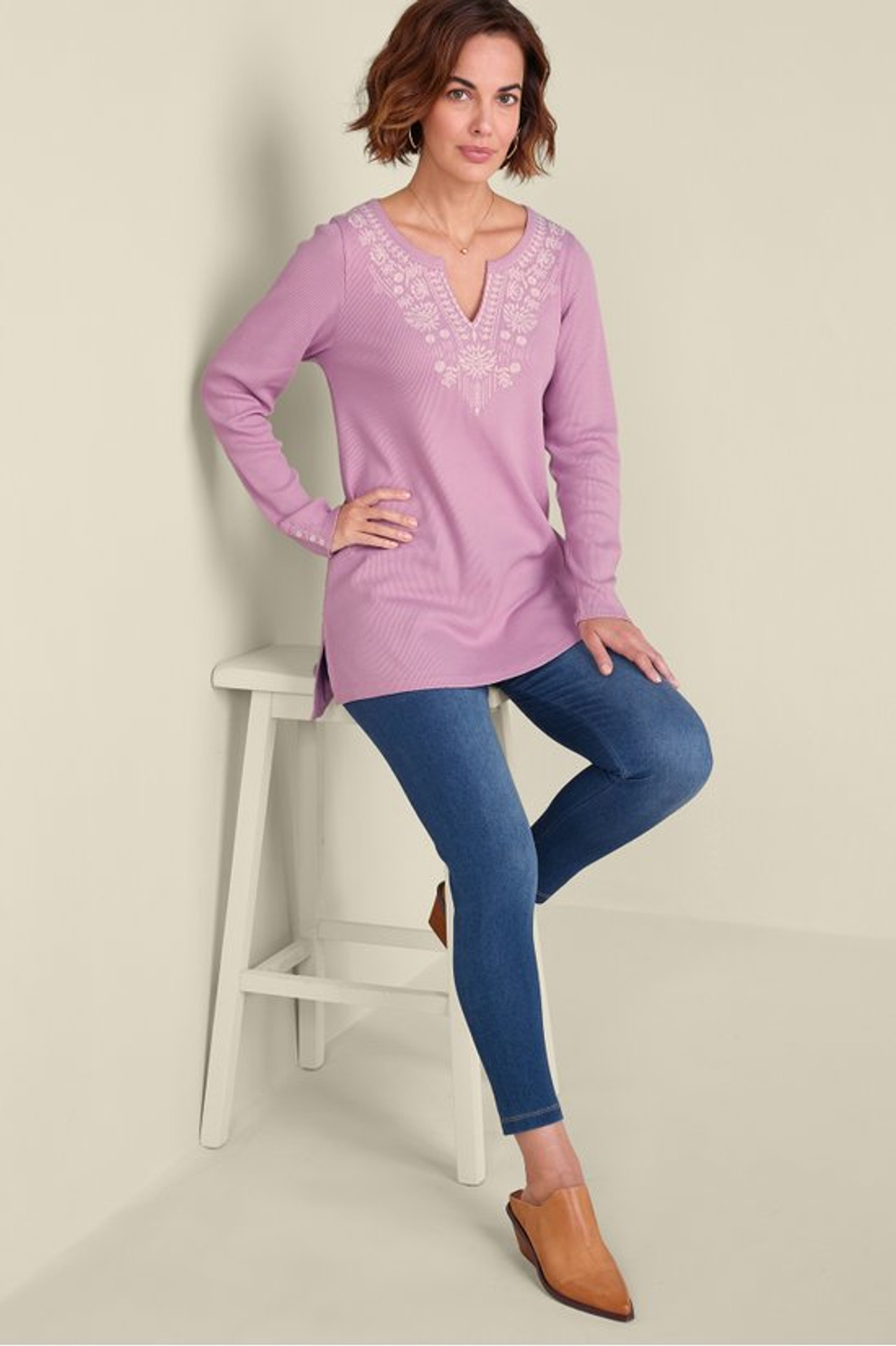 Mya Embroidered Waffle Tunic