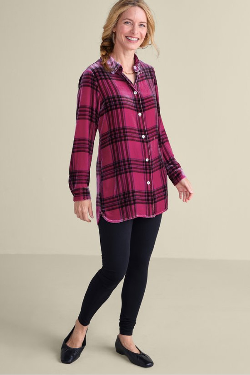 Maize Plaid Velvet Tunic