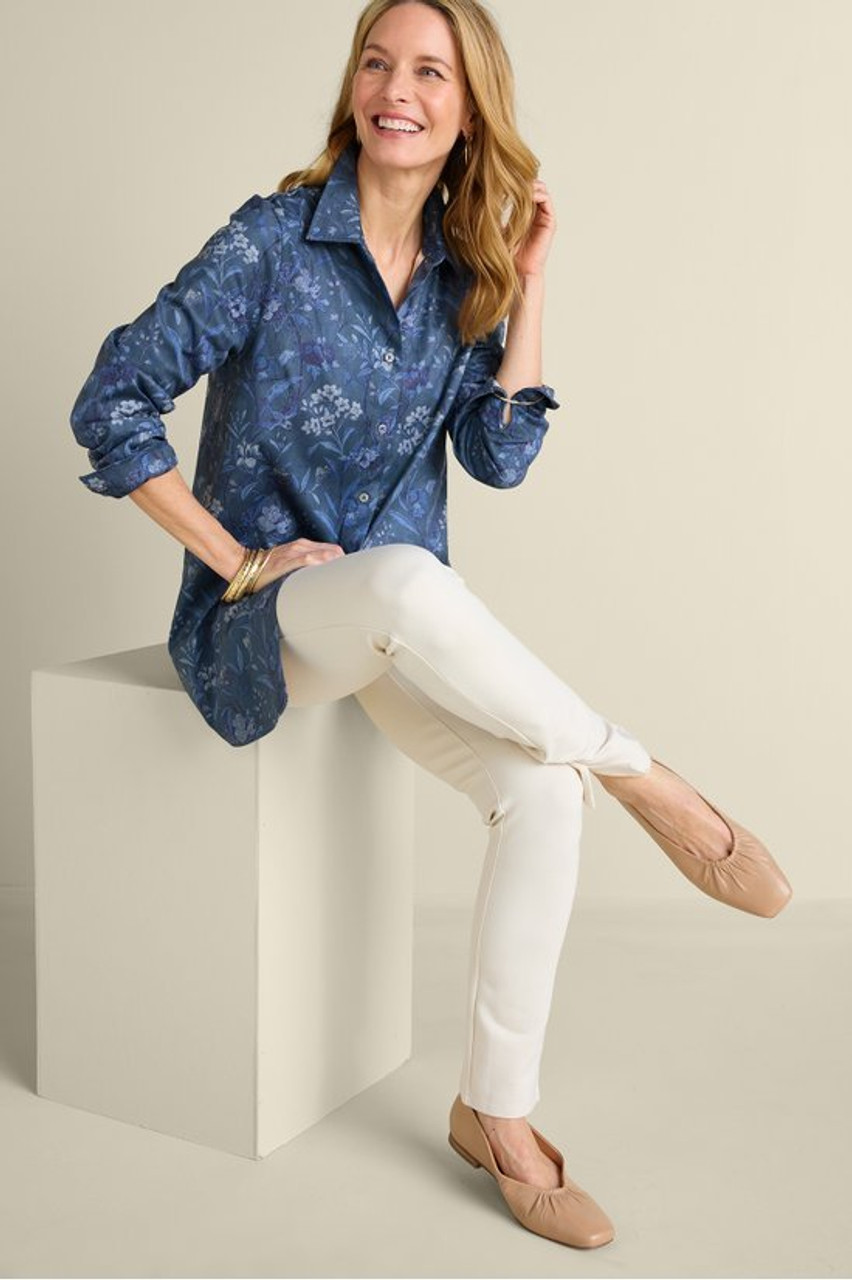 Stretch Faux Suede Boyfriend Tunic Shirt