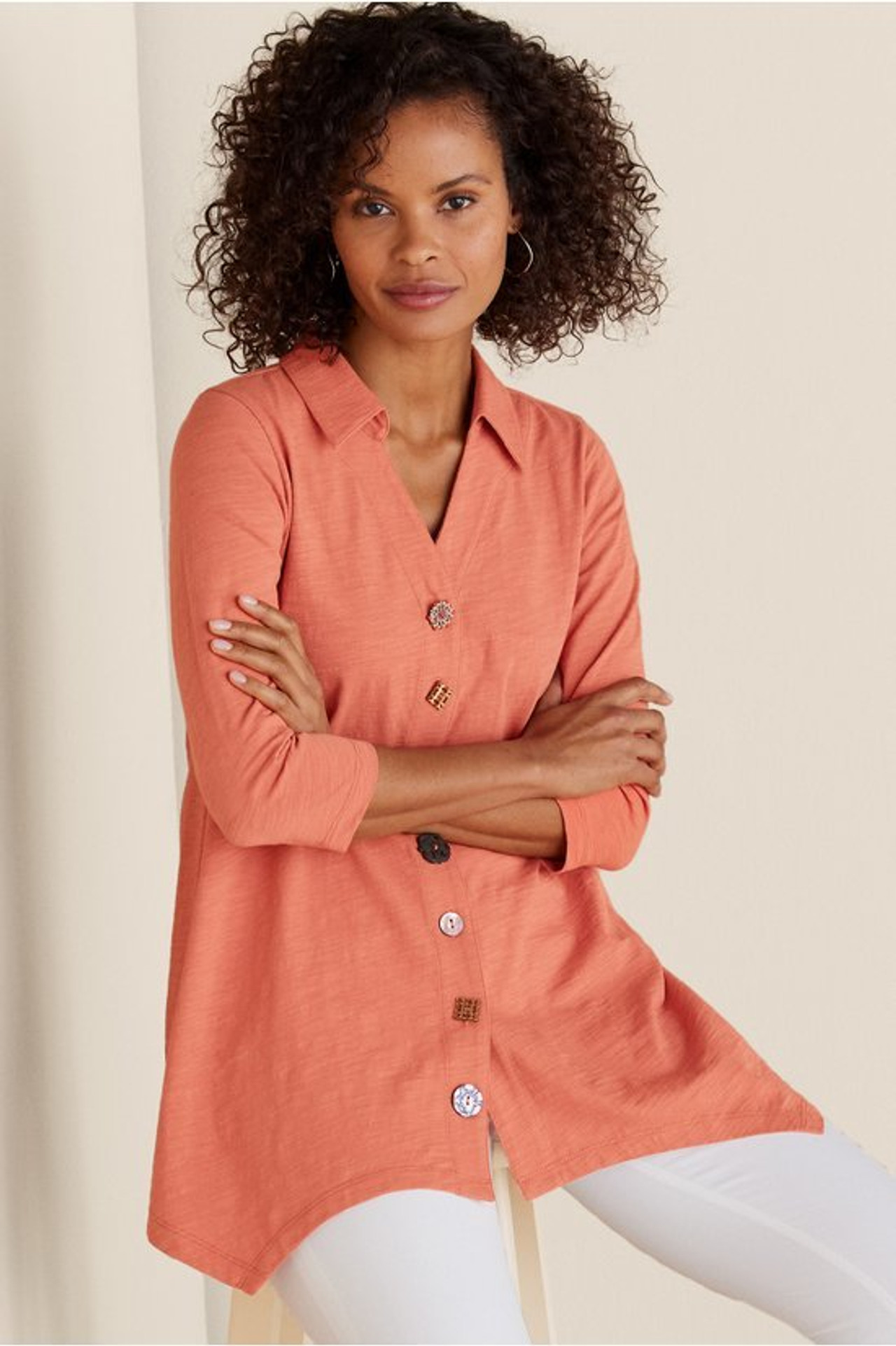 Danielle Button 3/4 Sleeve Tunic