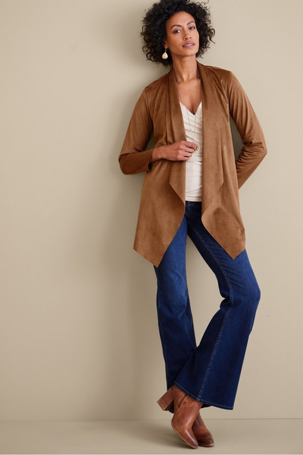 Shape Drape Faux Suede Jacket