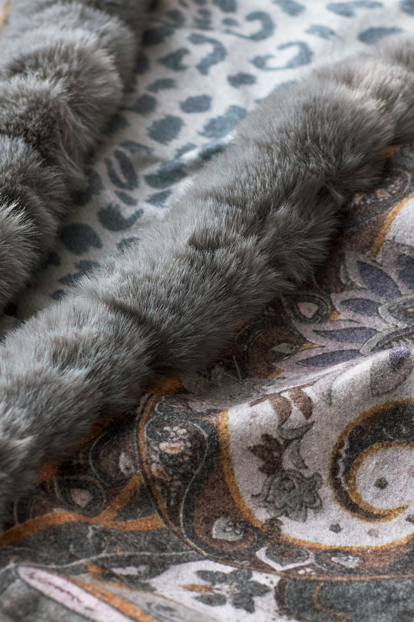 Katya Faux Fur Trim Wrap Scarf