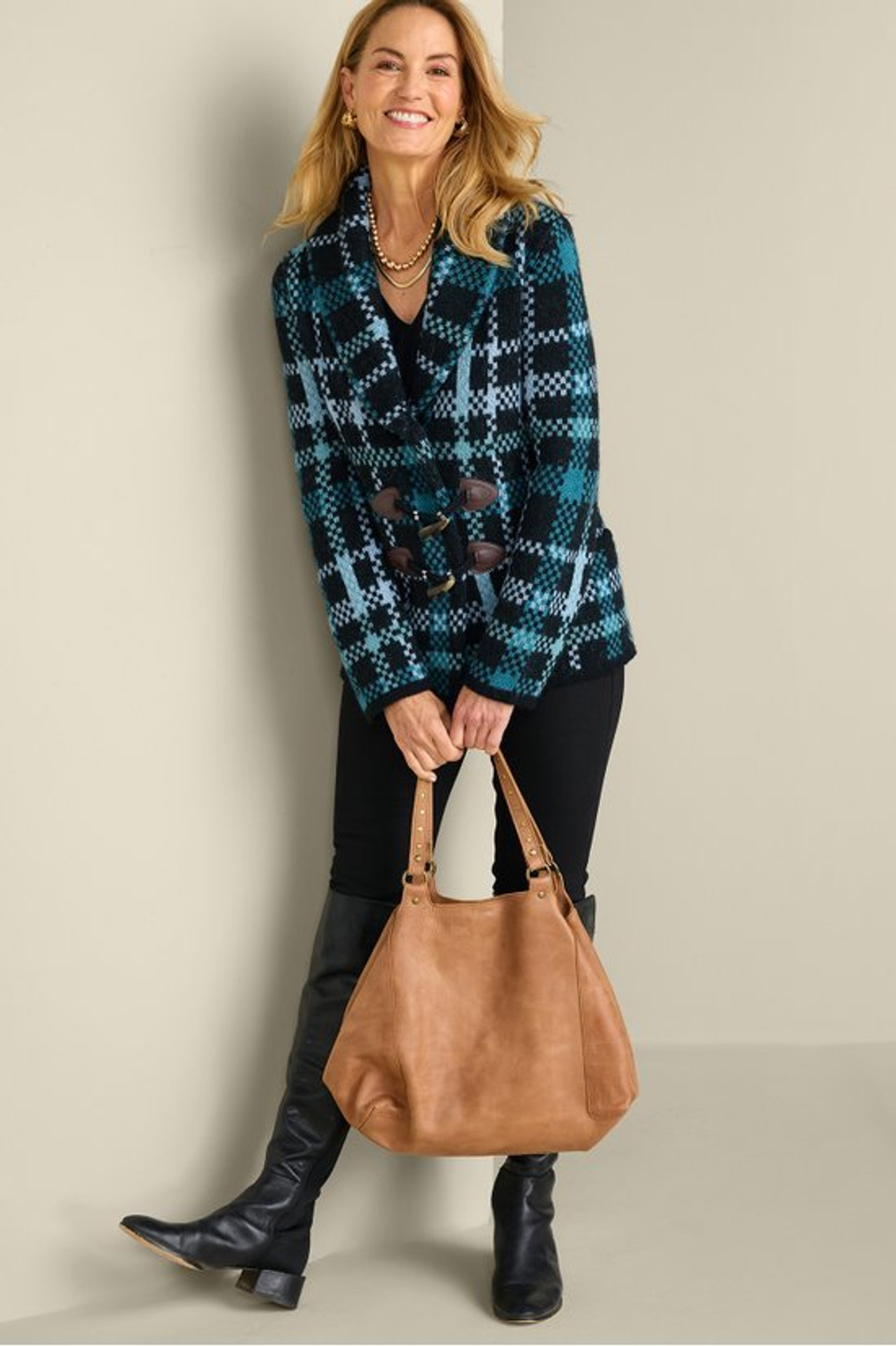 Alpine Plaid Sweater Coat