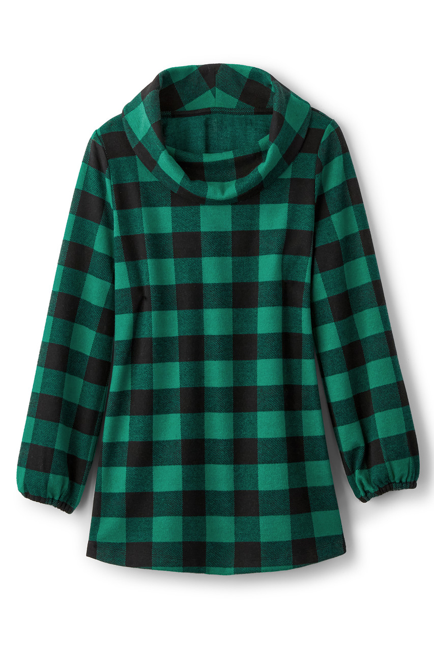 Plaid Perfection Cowl Neck Tunic