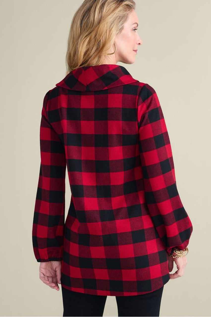 Plaid Perfection Cowl Neck Tunic