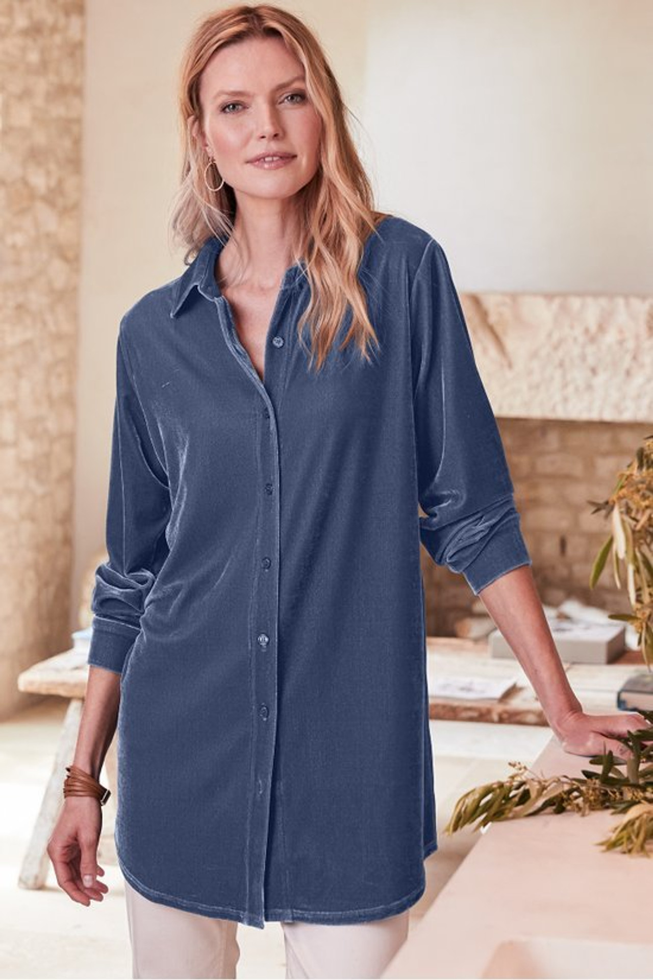 Velvet Boyfriend Tunic Shirt1479