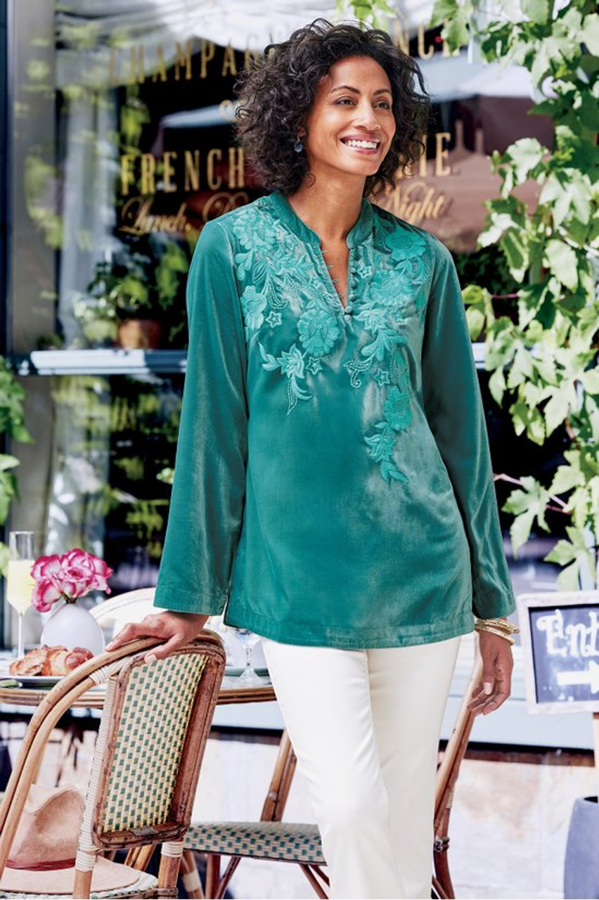 Gilda Embroidered Velvet Tunic