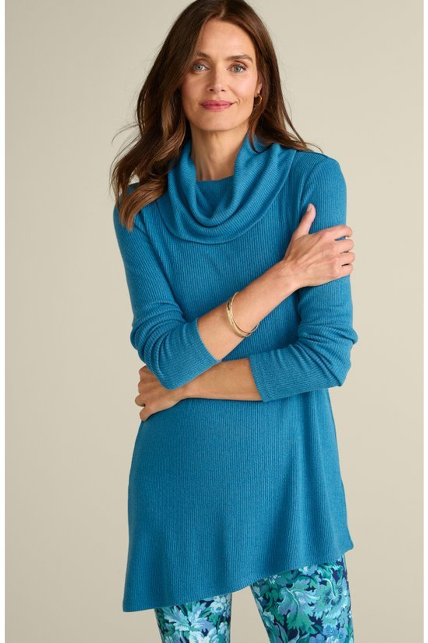 Kayla Rib Knit Cowl Neck Tunic