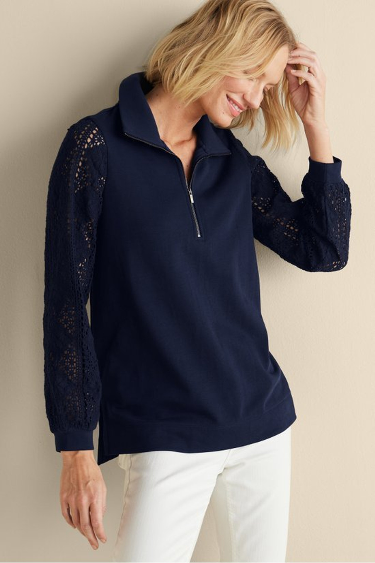 Crochet Sleeve French Terry Tunic