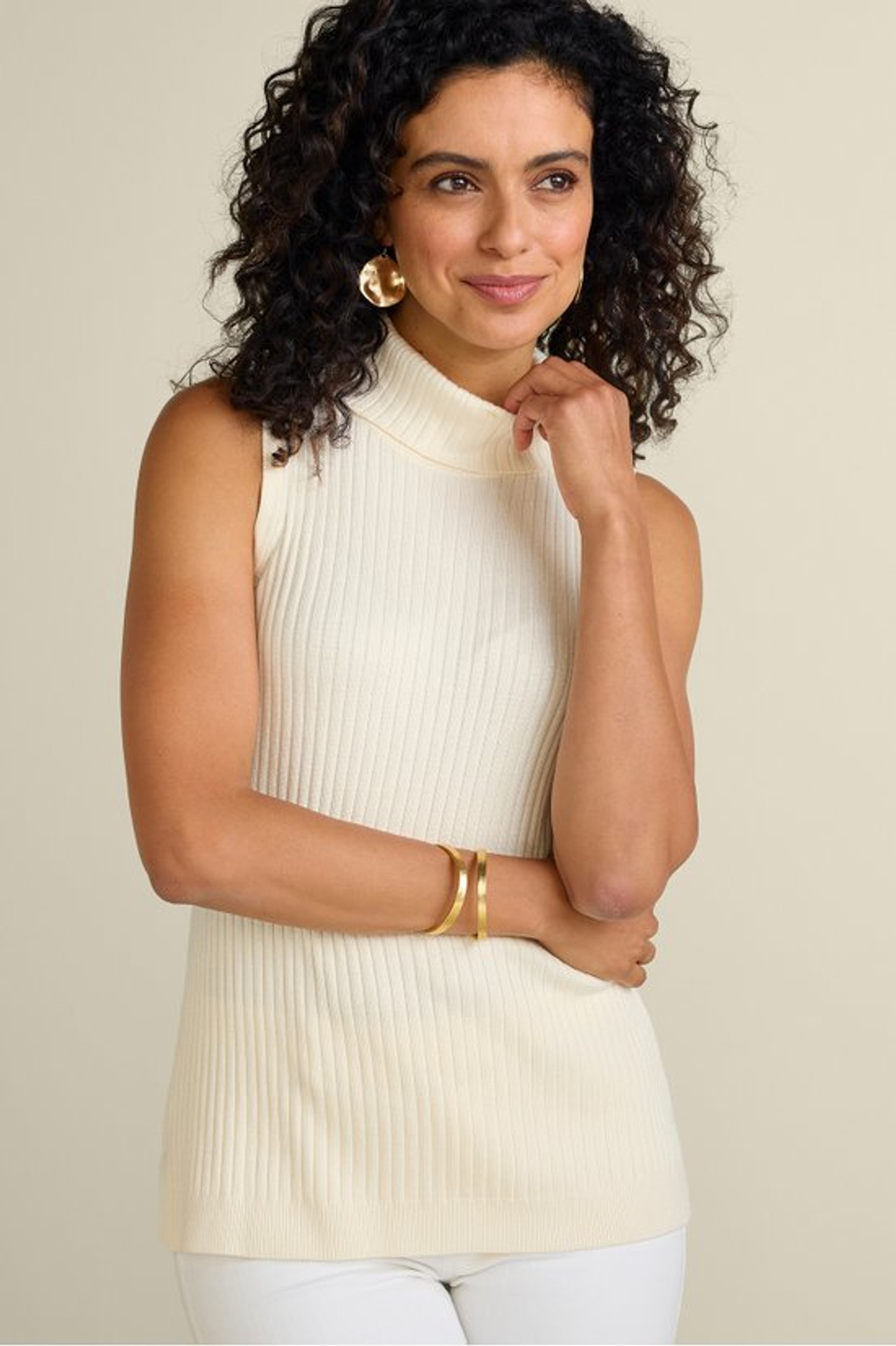 SoftEssential™ Ribbed Turtleneck Tank