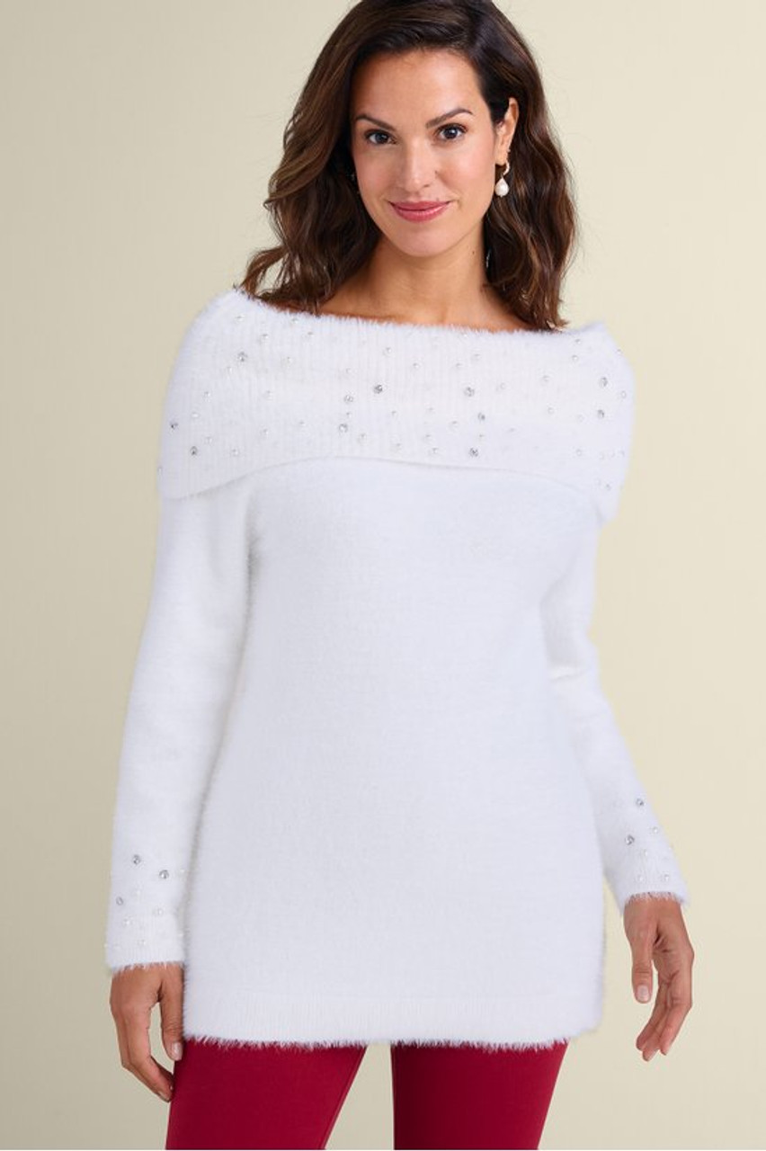 Christina Embellished Cowl Neck Sweater Tunic