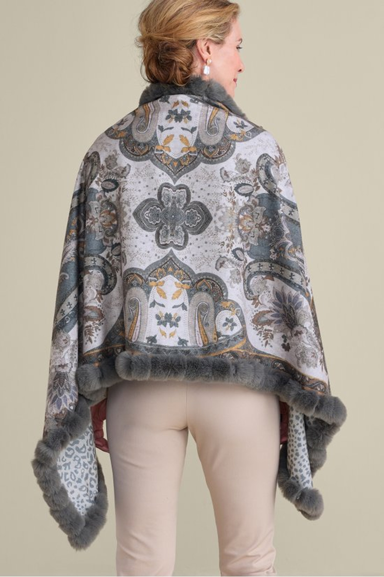 Katya Faux Fur Trim Wrap Scarf