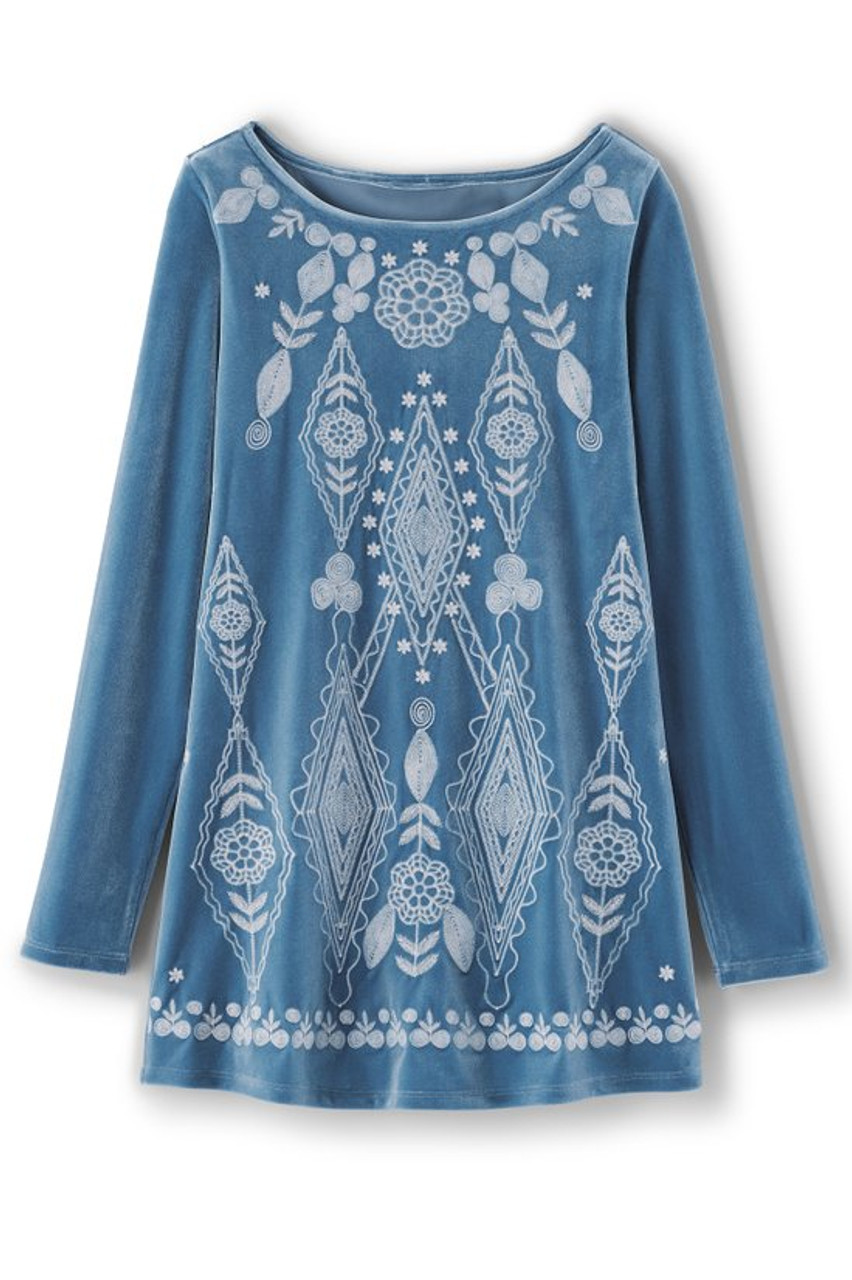 Nori Embroidered Velvet Tunic