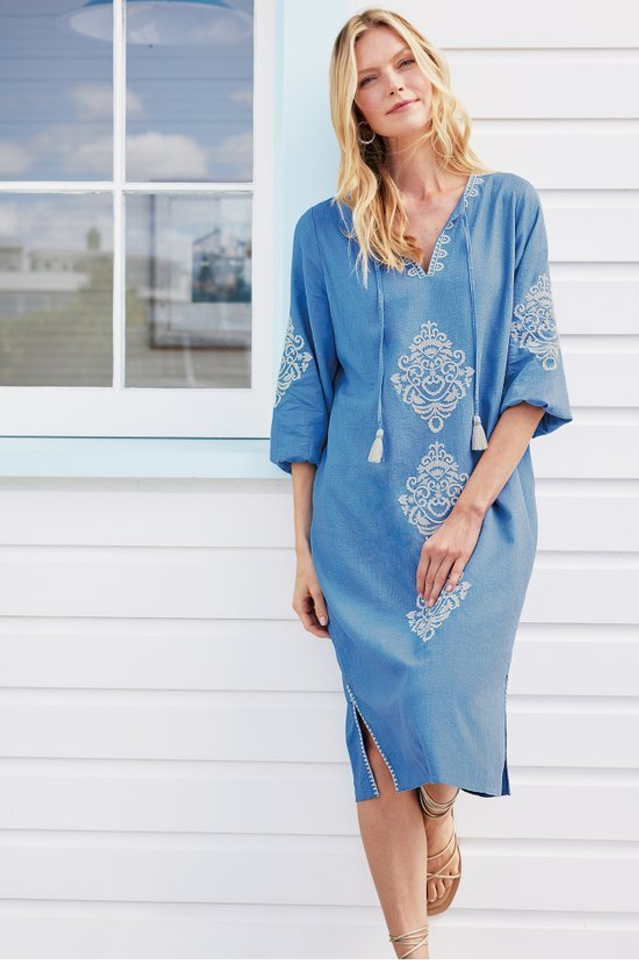 Hasana Linen Blend Midi Dress