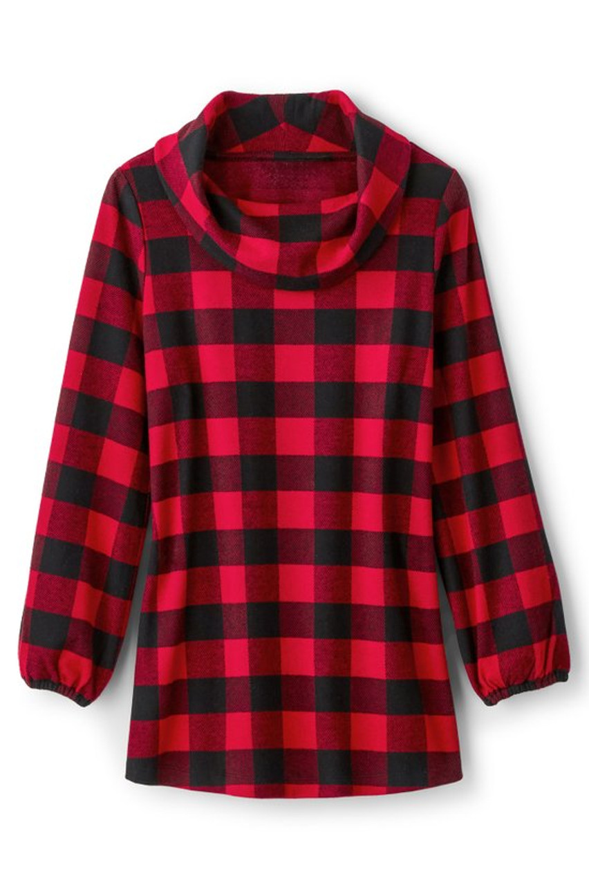 Plaid Perfection Cowl Neck Tunic