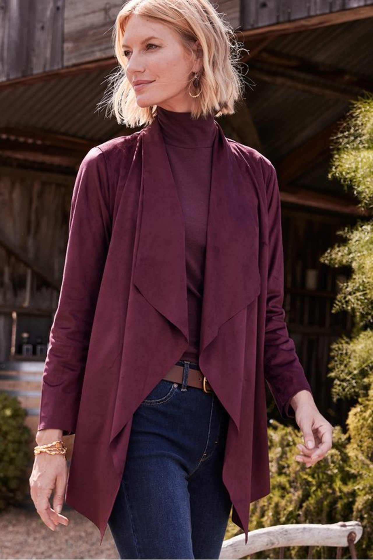 Shape Drape Faux Suede Jacket