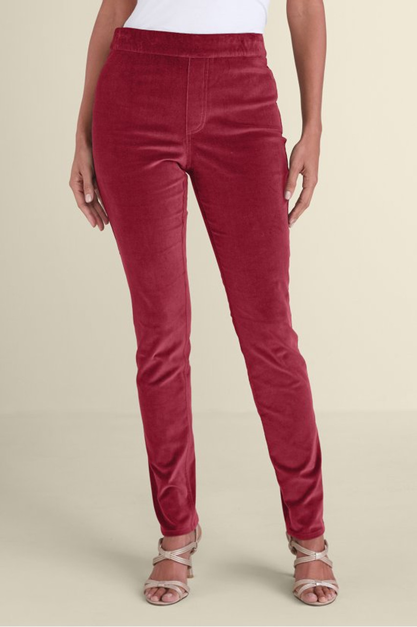 Sutton Velveteen Pull-On Slim Leg Pants