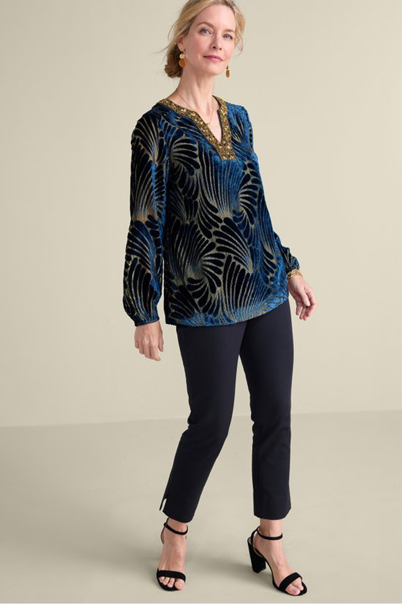 Adrienne Embroidered Velvet Tunic