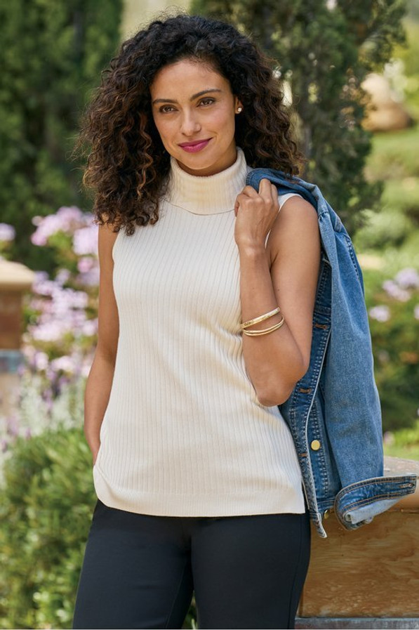 SoftEssential™ Ribbed Turtleneck Tank