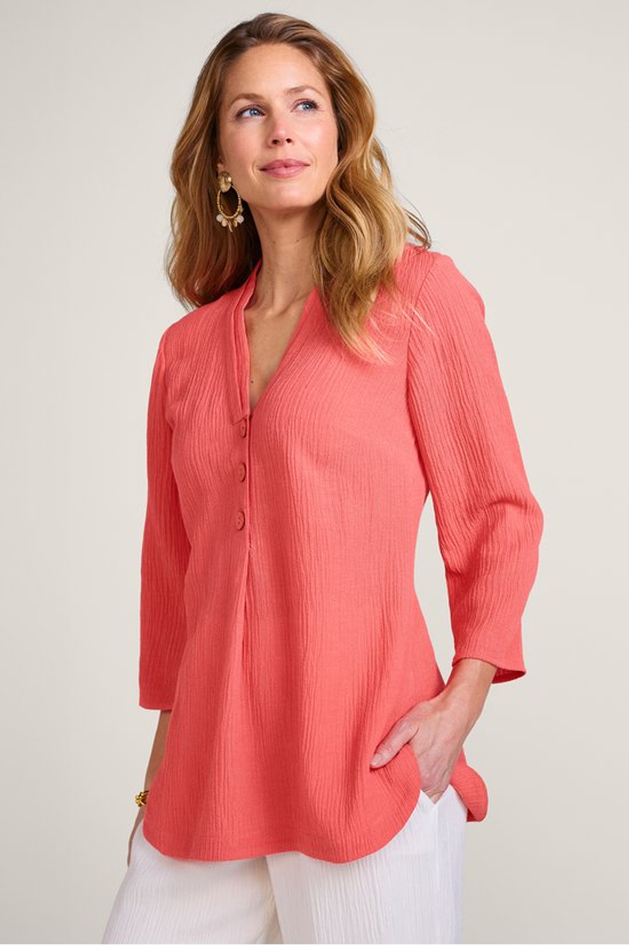 Oceo Gauze Button Tunic