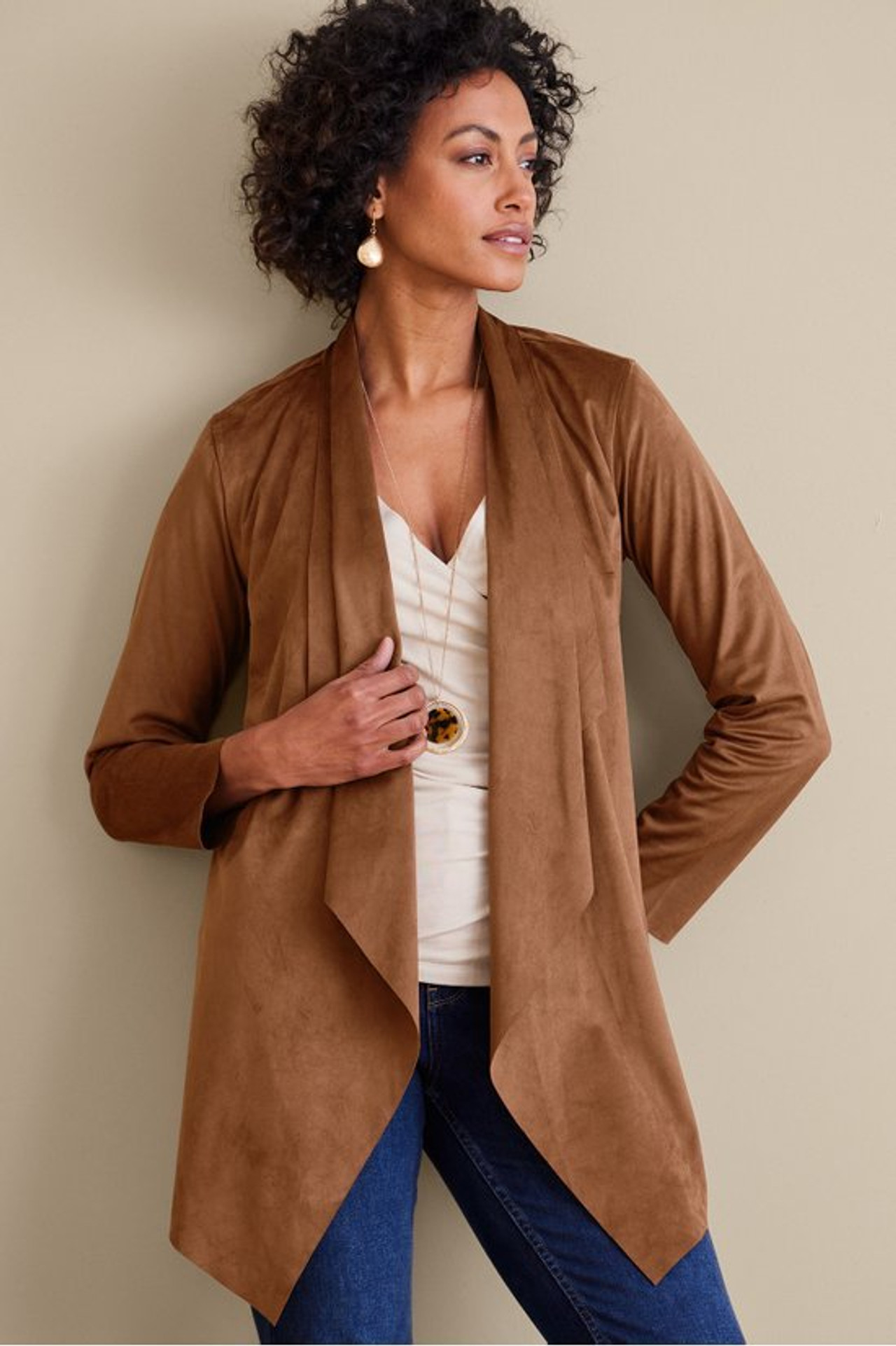 Shape Drape Faux Suede Jacket