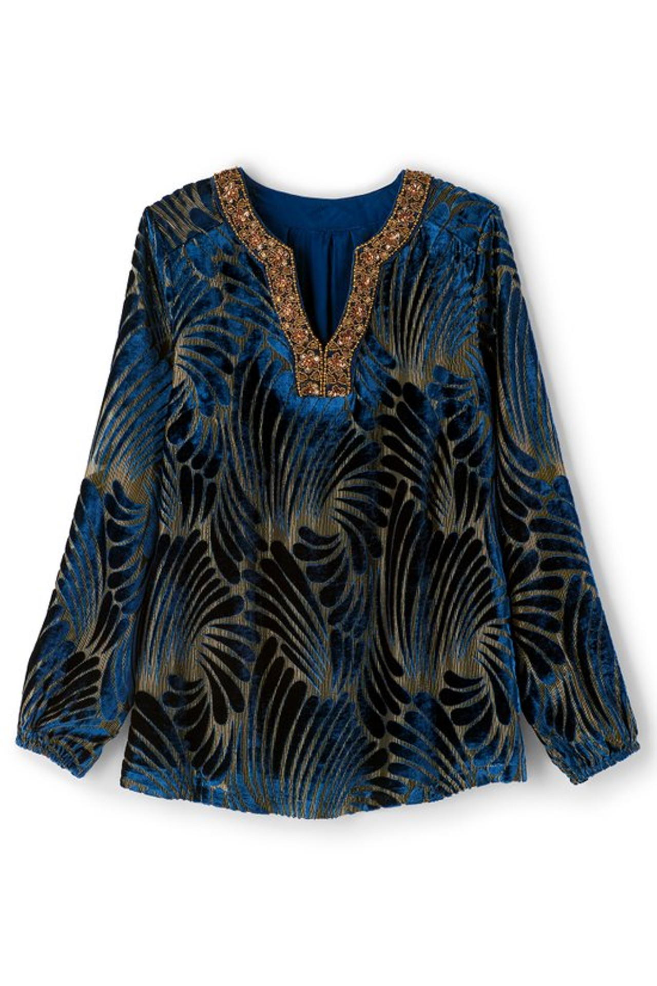 Adrienne Embroidered Velvet Tunic