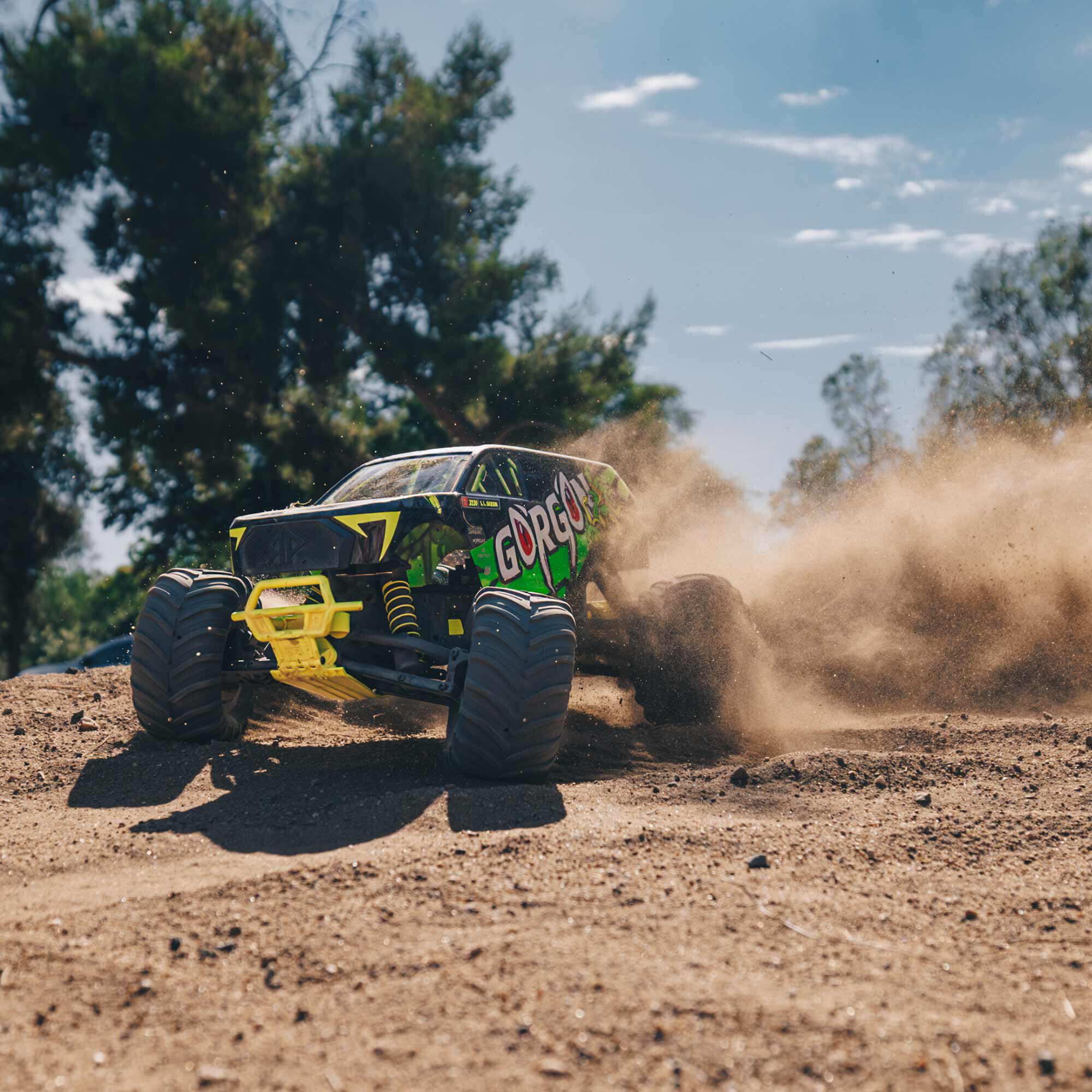 ARRMA 1/10 GORGON 2WD RTR Brushed Monster Truck (Battery & Charger Included), Yellow
