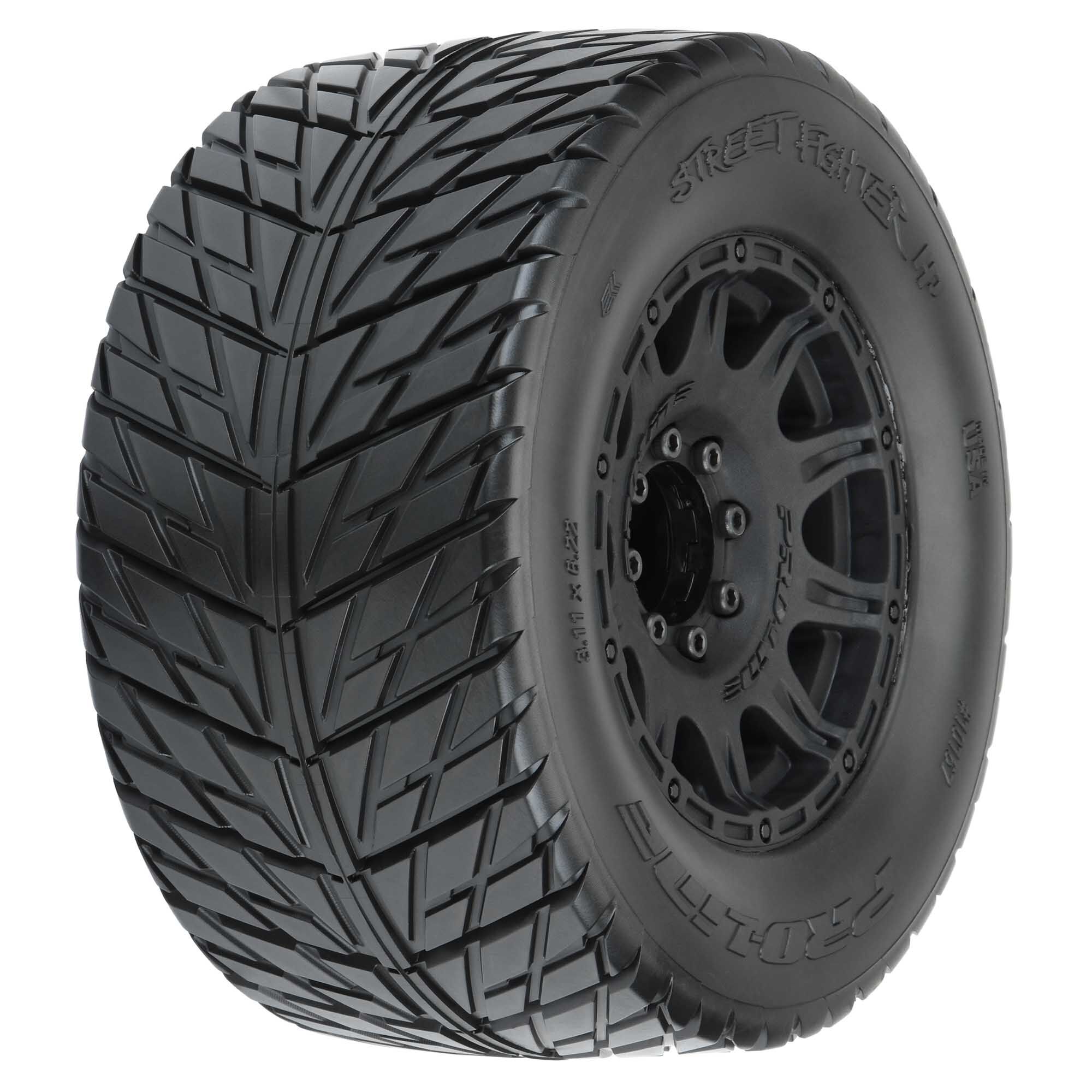 Pro-Line Racing 1/8 Street Fighter HP BELTED F/R 3.8" MT Mounted 17mm Black Raid (2)